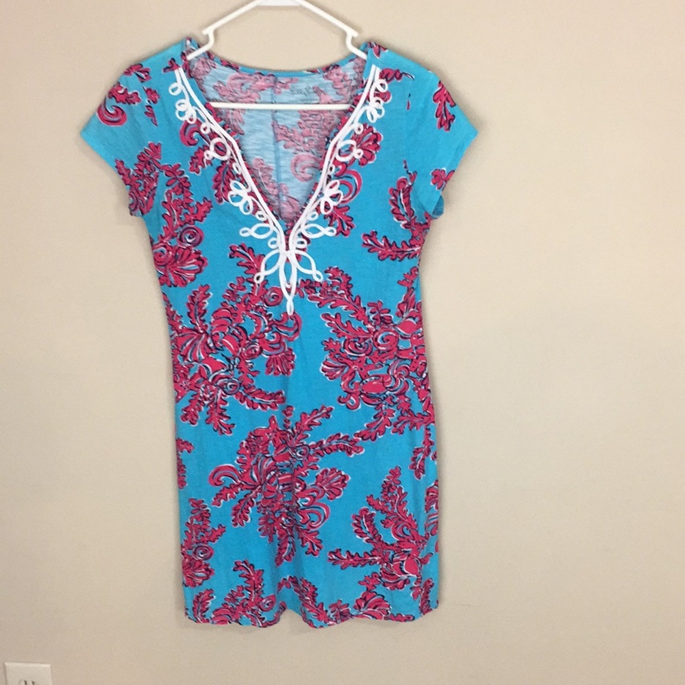 Lilly Pulitzer Brewster T-shirt Cotton Dress in Rhode Island Reef Size S